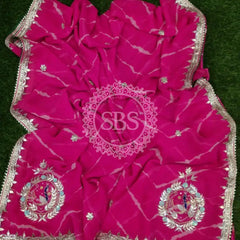 GEORGETTE GOTA PATTI SAREE Pink / Free Size