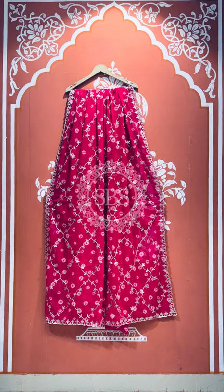 GEORGETTE GOTA PATTI WORK SAREE Rani Pink