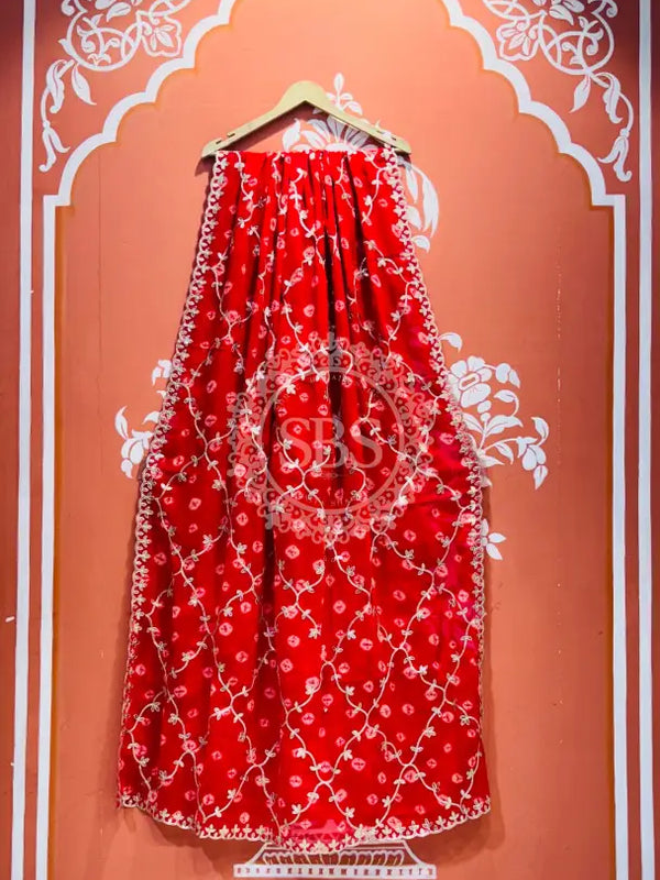 GEORGETTE GOTA PATTI WORK SAREE Red