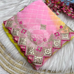 GEORGETTE KACHI PATTI DIAMOND BORDER SAREE