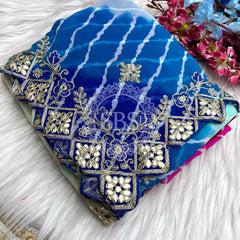 GEORGETTE KACHI PATTI DIAMOND BORDER SAREE