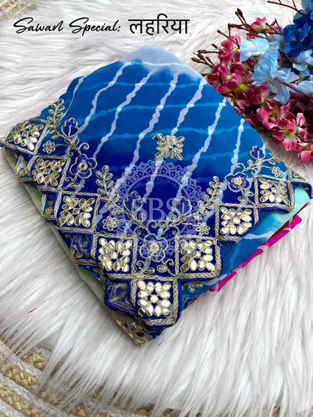 GEORGETTE KACHI PATTI DIAMOND BORDER SAREE