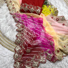 GEORGETTE KACHI PATTI DIAMOND BORDER SAREE