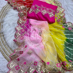 GEORGETTE KACHI PATTI DIAMOND BORDER SAREE