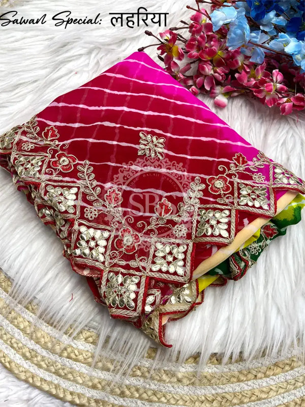 GEORGETTE KACHI PATTI DIAMOND BORDER SAREE