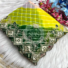 GEORGETTE KACHI PATTI DIAMOND BORDER SAREE