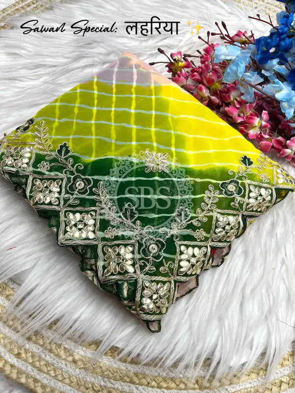 GEORGETTE KACHI PATTI DIAMOND BORDER SAREE