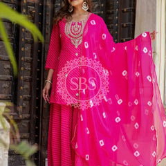 GEORGETTE KACHI PATTI INDOWESTERN Pink / Free Size