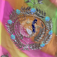 GEORGETTE LEHERIYA GOTA PATTI PEACOCK SAREE