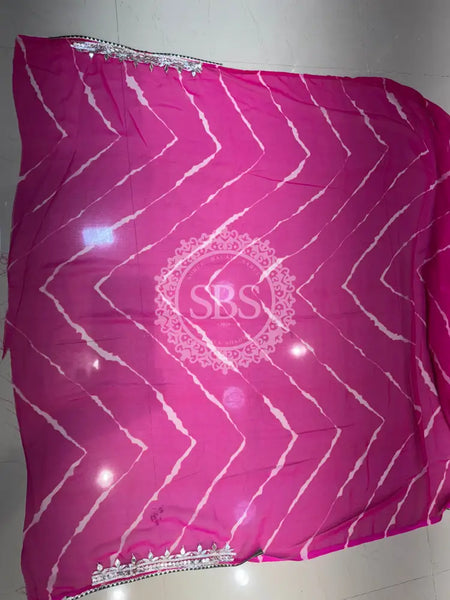 GEORGETTE LEHERIYA GOTA PATTI PEACOCK SAREE