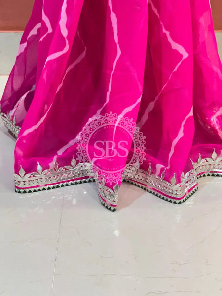 GEORGETTE LEHERIYA GOTA PATTI PEACOCK SAREE