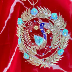 GEORGETTE LEHERIYA GOTA PATTI PEACOCK SAREE