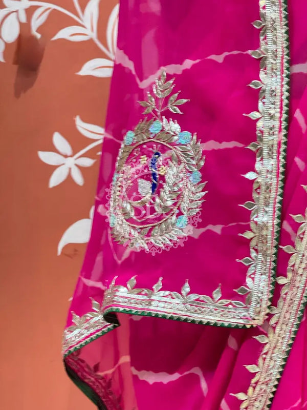 GEORGETTE LEHERIYA GOTA PATTI PEACOCK SAREE