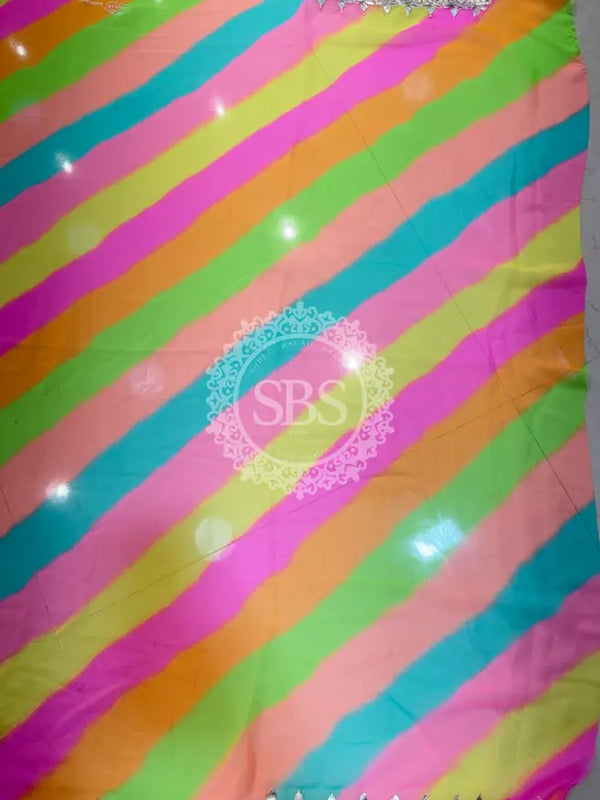 GEORGETTE LEHERIYA GOTA PATTI PEACOCK SAREE