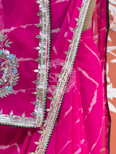 GEORGETTE LEHERIYA GOTA PATTI PEACOCK SAREE