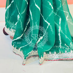 GEORGETTE LEHERIYA GOTA PATTI PEACOCK SAREE