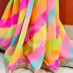 GEORGETTE LEHERIYA GOTA PATTI PEACOCK SAREE