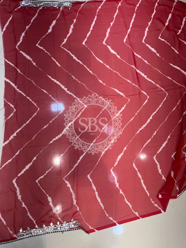 GEORGETTE LEHERIYA GOTA PATTI PEACOCK SAREE