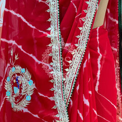 GEORGETTE LEHERIYA GOTA PATTI PEACOCK SAREE