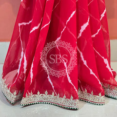 GEORGETTE LEHERIYA GOTA PATTI PEACOCK SAREE