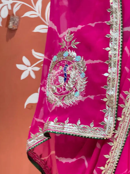 GEORGETTE LEHERIYA GOTA PATTI PEACOCK SAREE
