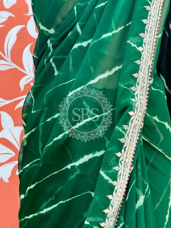 GEORGETTE LEHERIYA GOTA PATTI PEACOCK SAREE
