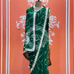 GEORGETTE LEHERIYA GOTA PATTI PEACOCK SAREE