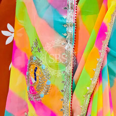 GEORGETTE LEHERIYA GOTA PATTI PEACOCK SAREE