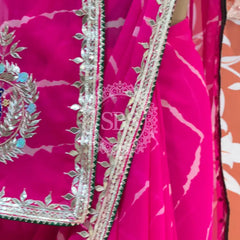 GEORGETTE LEHERIYA GOTA PATTI PEACOCK SAREE