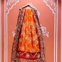 GEORGETTE PELIYA JALWORK SAREE Orange / Free Size