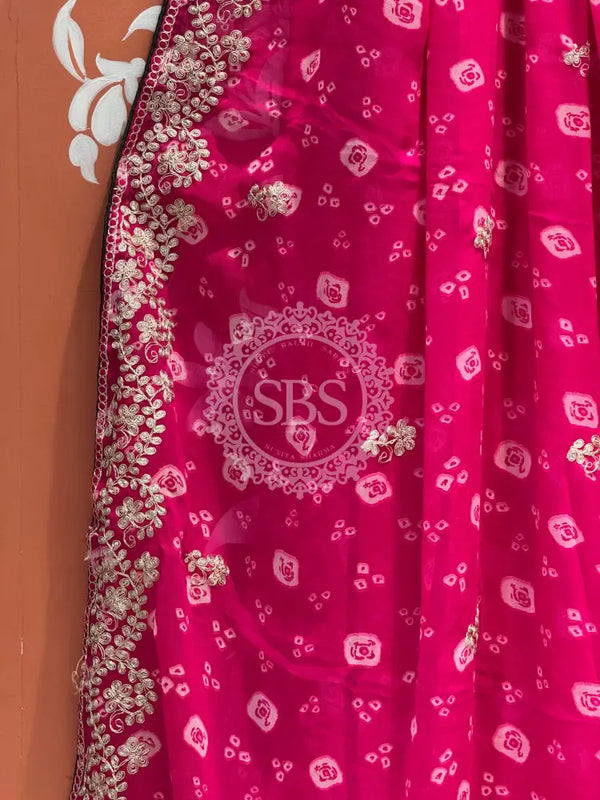 GEORGETTE PITTAN WORK SAREE