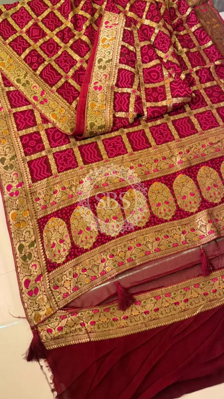 GHATCHOLA KHADDI GEORGETTE ZARI WEAVING SAREE