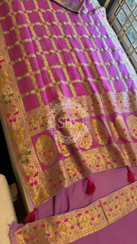 GHATCHOLA KHADDI GEORGETTE ZARI WEAVING SAREE