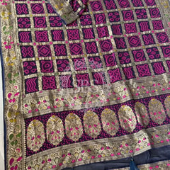 GHATCHOLA KHADDI GEORGETTE ZARI WEAVING SAREE Purple / Free Size