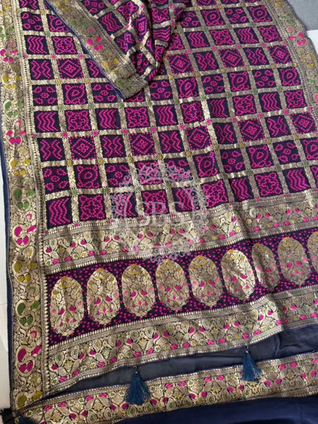 GHATCHOLA KHADDI GEORGETTE ZARI WEAVING SAREE Purple / Free Size