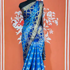 GHATCHOLA TAFETA SILK SAREE Blue / Free Size