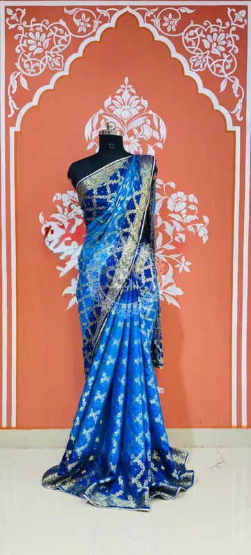 GHATCHOLA TAFETA SILK SAREE Blue / Free Size