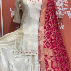 Golden Tissue kurta and skirt and Pure Khaddi Georgette dupatta INDO WESTERN Indo Western