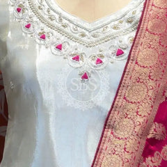 Golden Tissue kurta and skirt and Pure Khaddi Georgette dupatta INDO WESTERN Indo Western