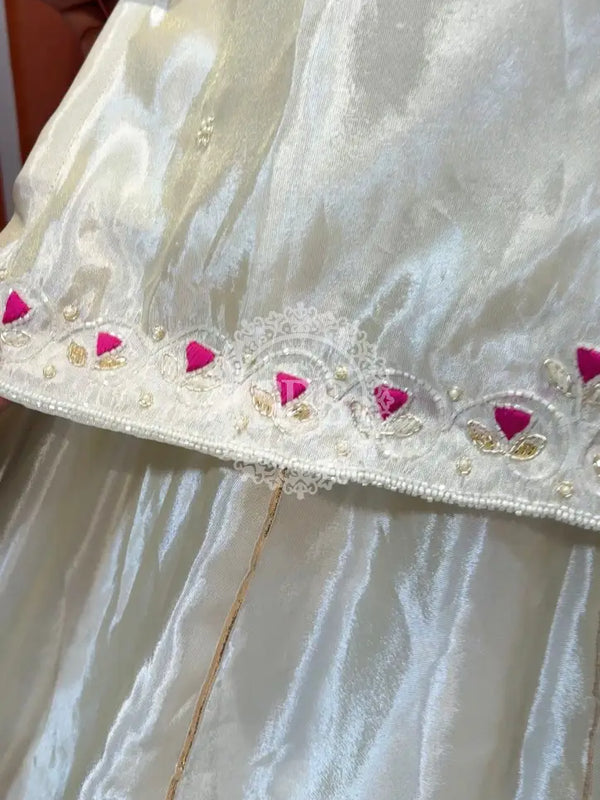 Golden Tissue kurta and skirt and Pure Khaddi Georgette dupatta INDO WESTERN Indo Western