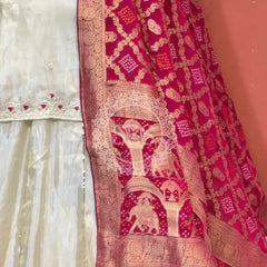 Golden Tissue kurta and skirt and Pure Khaddi Georgette dupatta INDO WESTERN Indo Western