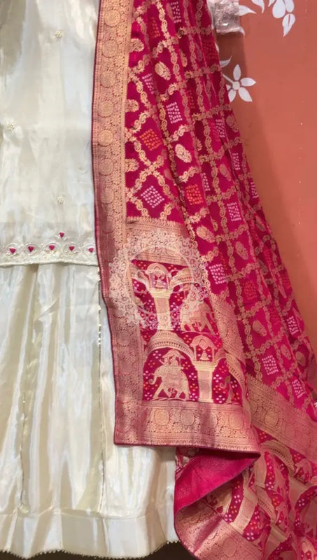 Golden Tissue kurta and skirt and Pure Khaddi Georgette dupatta INDO WESTERN Indo Western