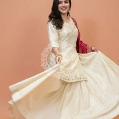 Golden Tissue kurta and skirt and Pure Khaddi Georgette dupatta INDO WESTERN Indo Western