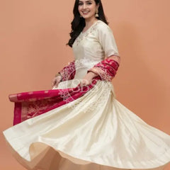 Golden Tissue kurta and skirt and Pure Khaddi Georgette dupatta INDO WESTERN Indo Western