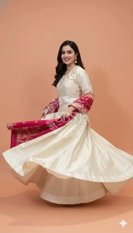 Golden Tissue kurta and skirt and Pure Khaddi Georgette dupatta INDO WESTERN Indo Western