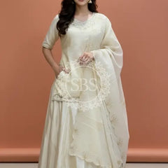 Golden Tissue kurta with skirt and cutwork Gota lotus Dupatta INDO WESTERN Indo Western