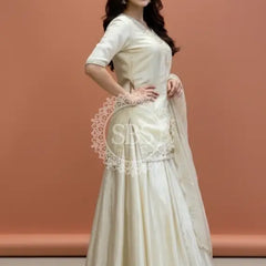 Golden Tissue kurta with skirt and cutwork Gota lotus Dupatta INDO WESTERN Indo Western