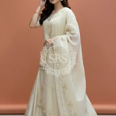 Golden Tissue kurta with skirt and cutwork Gota lotus Dupatta INDO WESTERN Indo Western