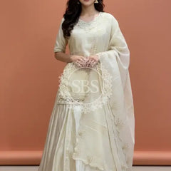 Golden Tissue kurta with skirt and cutwork Gota lotus Dupatta INDO WESTERN Indo Western