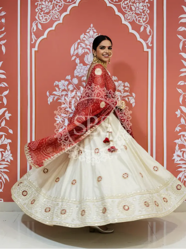 GOTA PATTI COSMOS TISSUE KACHI PATTI LEHENGA